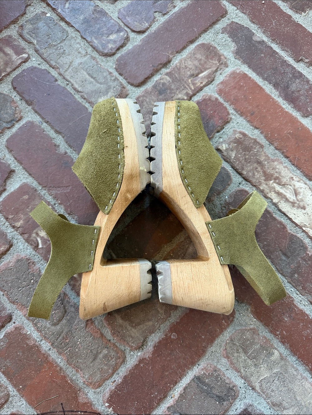 MIA Abba Swedish Clogs Olive Green Mary Jane Platform - Picture 7 of 9